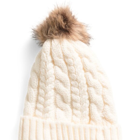 NEW TIMBERLAND Cable Knit Beanie With Pom And Ribbed Cuff Cream 161mn - Picture 4 of 4